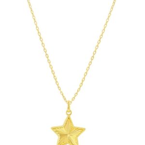 Diamond-Cut Star Pendant, Cable Chain