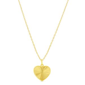 Diamond-Cut Heart Pendant, Cable Chain