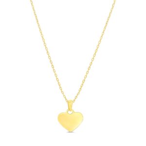 Flat Heart Pendant, Cable Chain