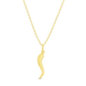 Italian Lucky Horn Pendant, Cable Chain