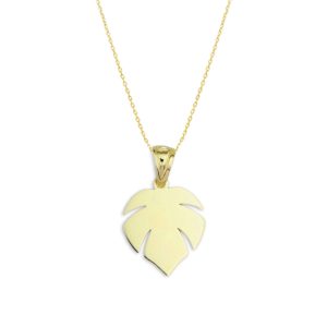 Tropical Leaf Pendant, Cable Chain
