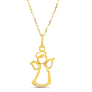 Angel Silhouette Pendant, Cable Chain