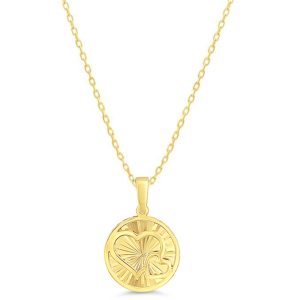 Diamond-Cut Hearts Medallion, Cable Chain
