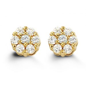 Cluster Daisy-Shaped CZ Stud Earrings