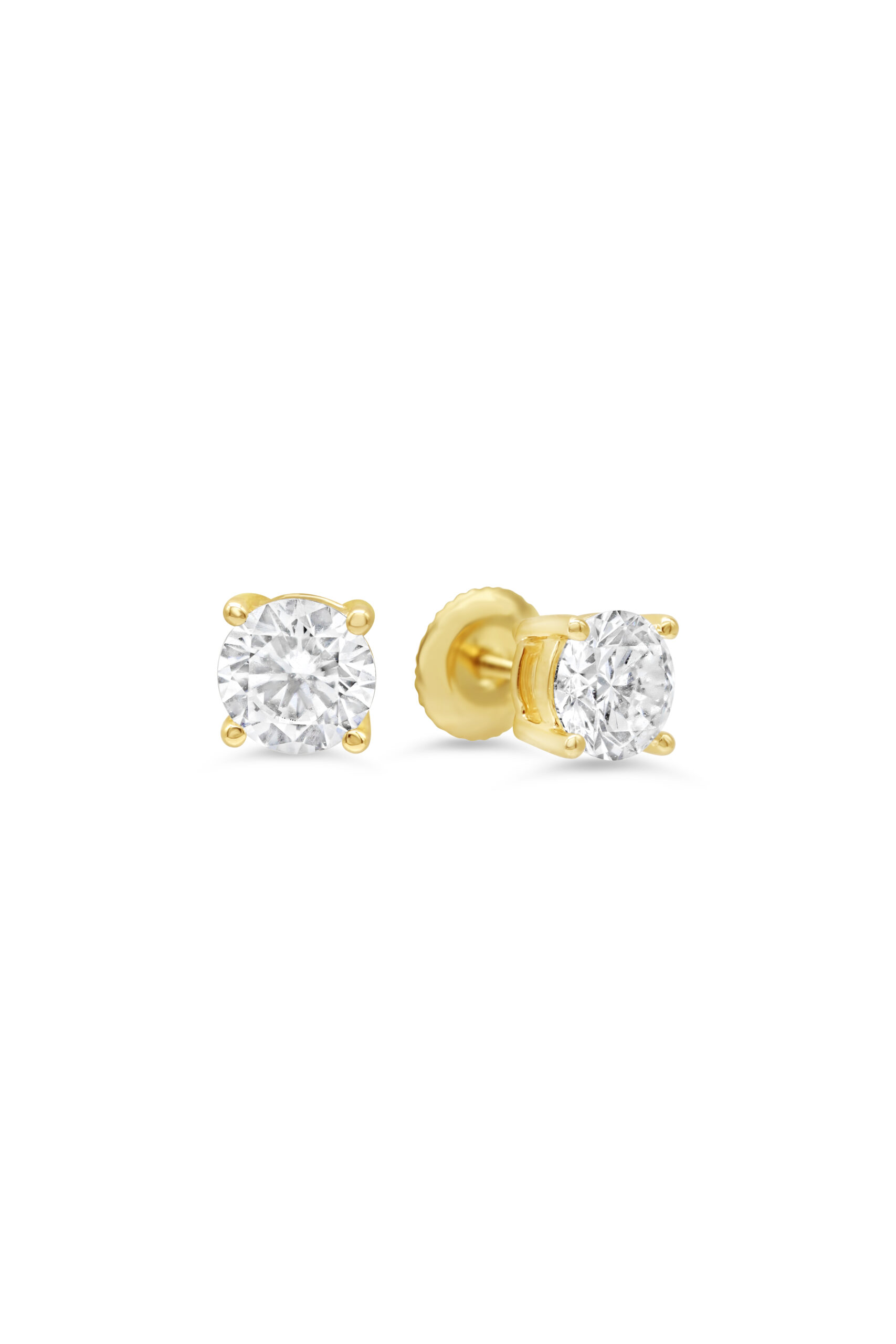 4-Claw Screwback Studs, 1.00ct
