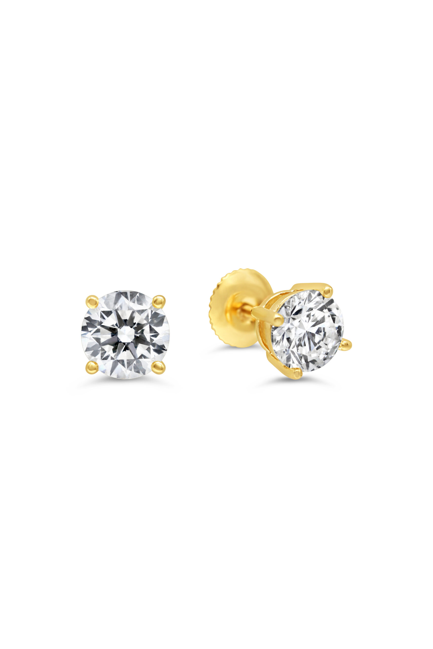 4-Claw Screwback Studs, 1.40ct