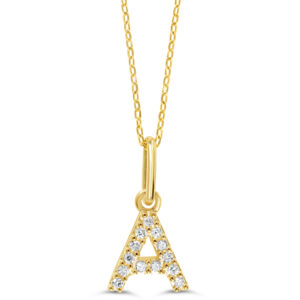Diamond Initial Pendant, Cable Chain - A