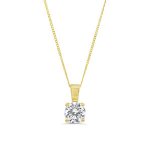 4-Claw Pendant with Curb Chain, 1.00ct