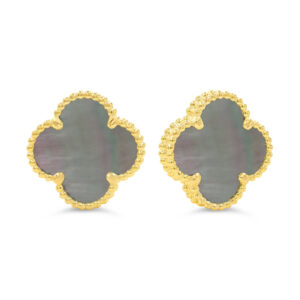 Black Pearl Clover Earrings, Small