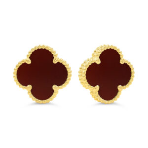 Carnelian Clover Earrings, Small