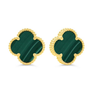 Malachite Clover Earrings, Small