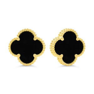 Onyx Clover Earrings, Small