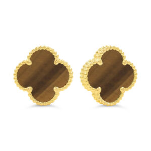 Tiger's Eye Clover Earrings, Small