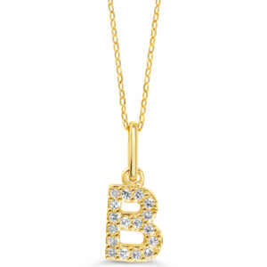 Diamond Initial Pendant, Cable Chain - B
