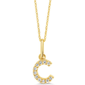 Diamond Initial Pendant, Cable Chain - C