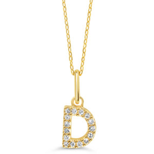 Diamond Initial Pendant, Cable Chain - D