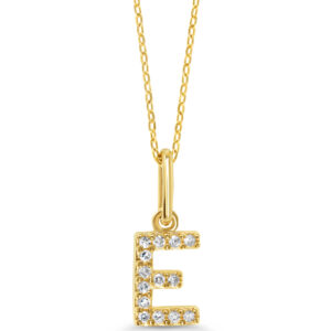 Diamond Initial Pendant, Cable Chain - E