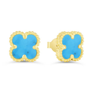 Turquoise Clover Earrings, Mini