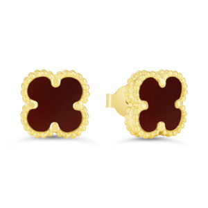 Carnelian Clover Earrings, Mini