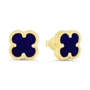 Lapis Lazuli Clover Earrings, Mini