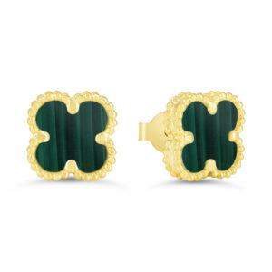 Malachite Clover Earrings, Mini