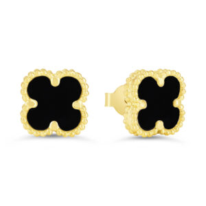 Onyx Clover Earrings, Mini