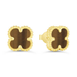 Tiger's Eye Clover Earrings, Mini