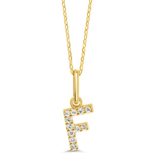Diamond Initial Pendant, Cable Chain - F