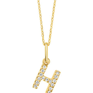Diamond Initial Pendant, Cable Chain - H