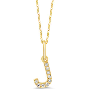 Diamond Initial Pendant, Cable Chain - J