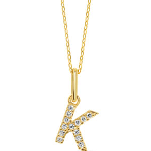 Diamond Initial Pendant, Cable Chain - K