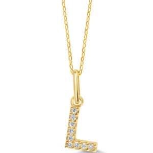 Diamond Initial Pendant, Cable Chain - L