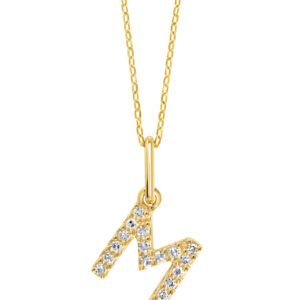 Diamond Initial Pendant, Cable Chain - M
