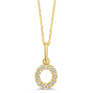 Diamond Initial Pendant, Cable Chain - O