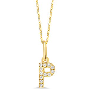Diamond Initial Pendant With Cable Chain - P