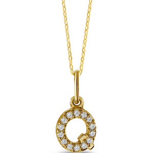 Diamond Initial Pendant, Cable Chain - Q