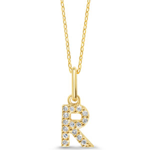 Diamond Initial Pendant, Cable Chain - R