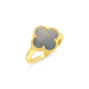 Black Pearl Clover Ring