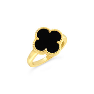 Onyx Clover Ring