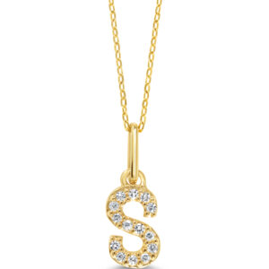 Diamond Initial Pendant, Cable Chain - S