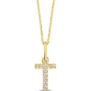 Diamond Initial Pendant, Cable Chain - T