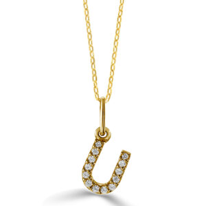 Diamond Initial Pendant, Cable Chain - U