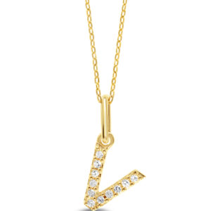 Diamond Initial Pendant, Cable Chain - V