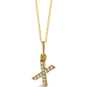 Diamond Initial Pendant, Cable Chain - X