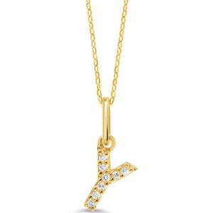 Diamond Initial Pendant, Cable Chain - Y