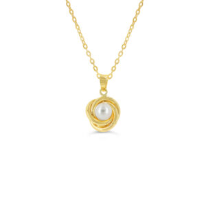 Love Knot Pearl Pendant, Cable Chain