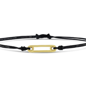 Black Cord Bracelet With Paperclip