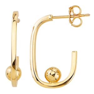 J Shape With Ball Stud Earrings