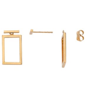 Rectangle With Bar Stud Earrings
