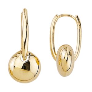 Removable Dome Button Drop Huggie Earrings